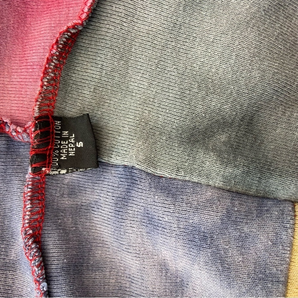 Tie Dye Patchwork Colourful 100% Cotton Zip Up Hoodie Women’s Size Small - Picture 3 of 5